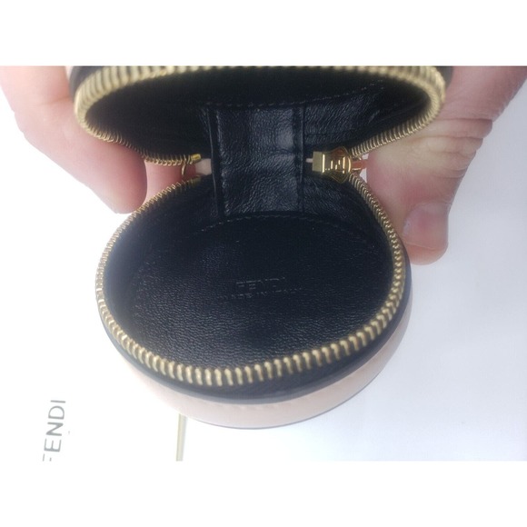 FENDI LOGO WRIST LEATHER CHARM BAG WRISTLET PINK GOLD HARDWARE $699 - Picture 7 of 7